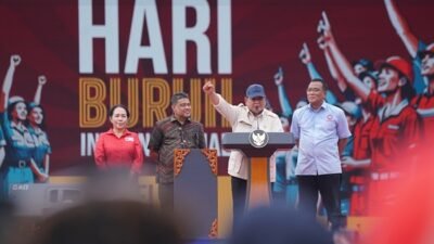 Prabowo Hadiri May Day di Monas, Tegaskan Komitmen Perjuangkan Hak Buruh